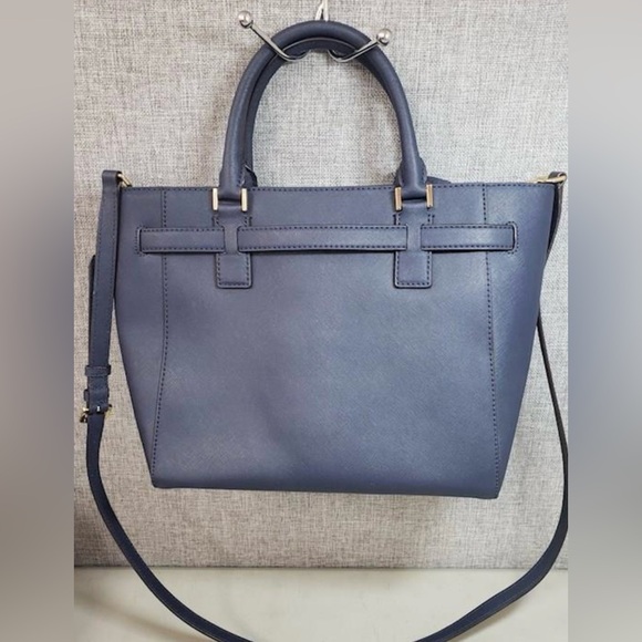 Michael Kors Bag Hamilton Traveler Studded Tote Satchel BlueLeather B2L - Picture 7 of 8